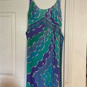 Emilio Pucci Blue and Green Patterned Fabric